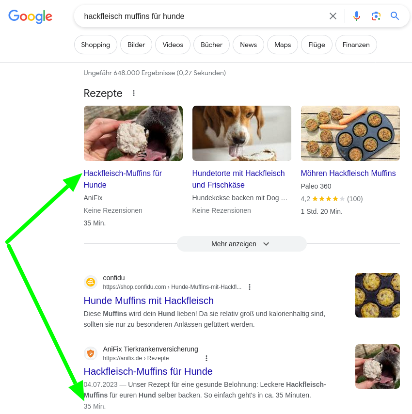minced meat muffin for dogs in Google search