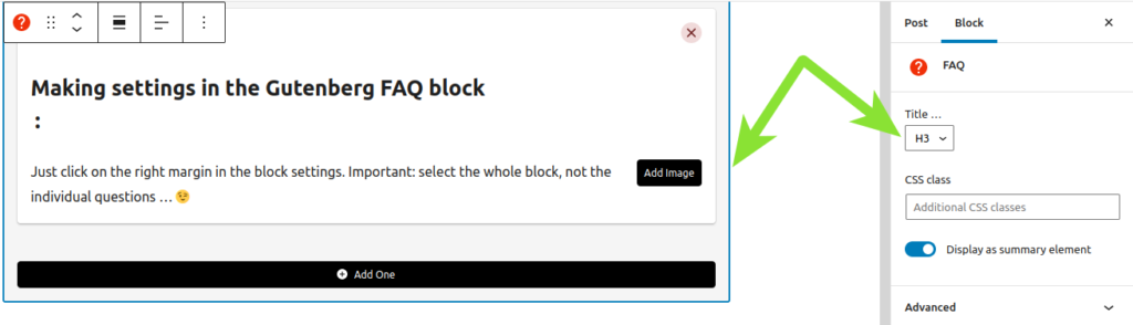 WP Gutenberg FAQ Block Settings